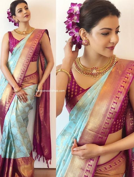 White Maggam Work Blouse, Pelli Sarees, Yellow Combination, South Indian Wedding Saree, Kanjeevaram Sarees, Maggam Work Blouse, Saree Wearing Styles, New Saree Designs, Blouse Design Images