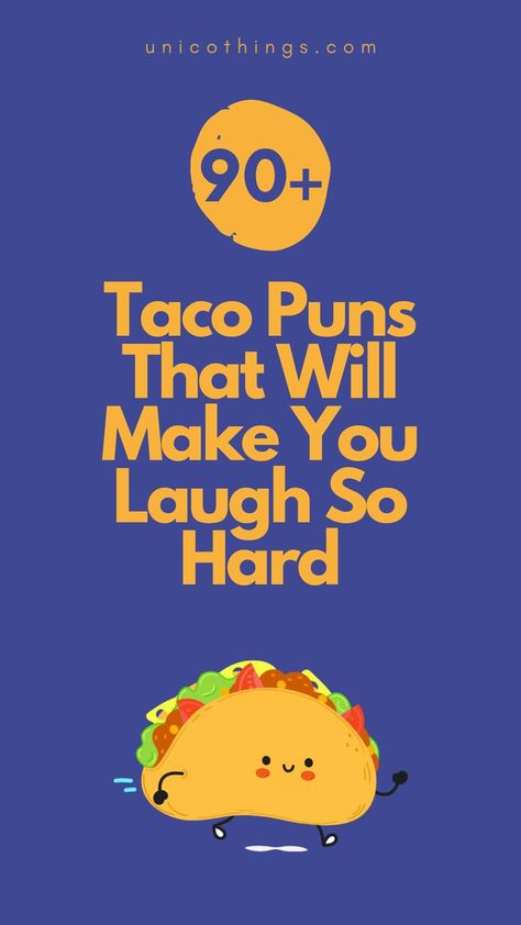 Spice up your day with a side of laughter with these funny taco puns that will add a zestful twist to everyone's favourite Mexican delight. Taco Puns, Mexican Words, Witty Comebacks, Taco Humor, Double Entendre, Mexican Humor, Funny Puns, Laughing So Hard, Brighten Your Day