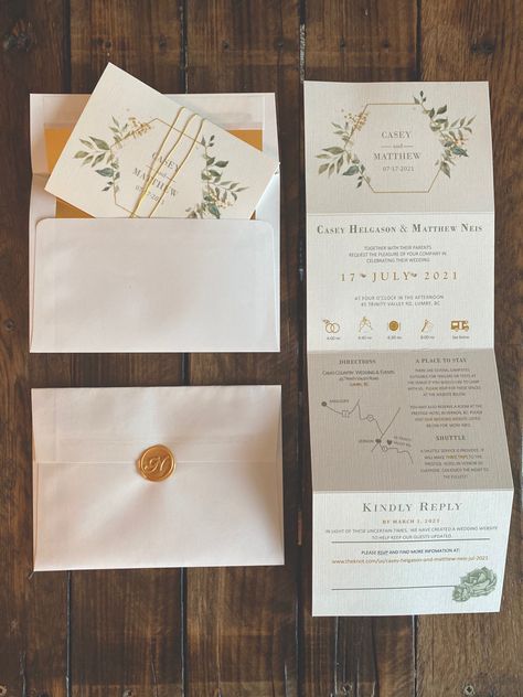 Foldable Wedding Invitations, Wedding Invitation Folding, All In One Wedding Invitations, Middle Earth Wedding, Wedding Invitations With Pictures, Folded Wedding Invitation, Diy Wedding Invitations, Creative Wedding Invitations, April Wedding