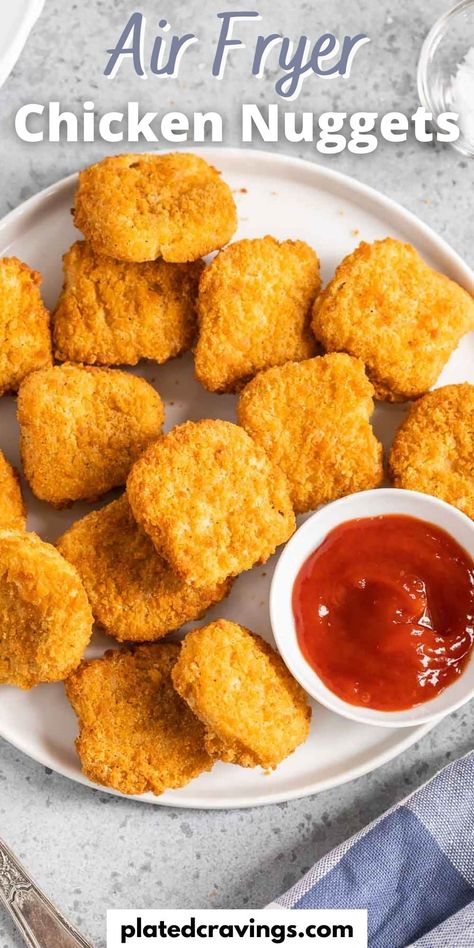 Air Fryer Frozen Chicken Nuggets: the best way to make the easiest meal even easier! This method for cooking frozen nuggets is quick, easy, fool-proof, and yields perfect results every time. Nuggets Air Fryer, Air Fryer Chicken Nuggets, Frozen Chicken Nuggets, Cooking Frozen Chicken, Frozen Chicken, Best Chicken Recipes, Air Fryer Chicken, Poultry Recipes, Chicken Nuggets