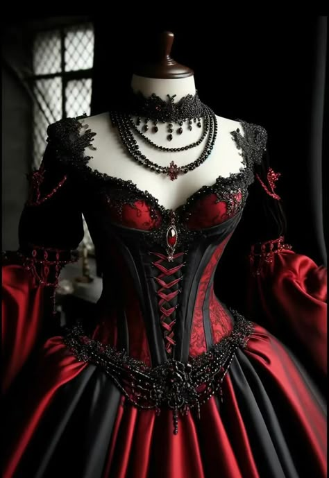 Dark Royalty Aesthetic Outfit, Red Witch Costume, Ball Gowns Victorian, Gown Aesthetic, Vintage Prom Dresses, Vampire Dress, Gothic Mode, Gothic Wedding Dress, Dark Dress