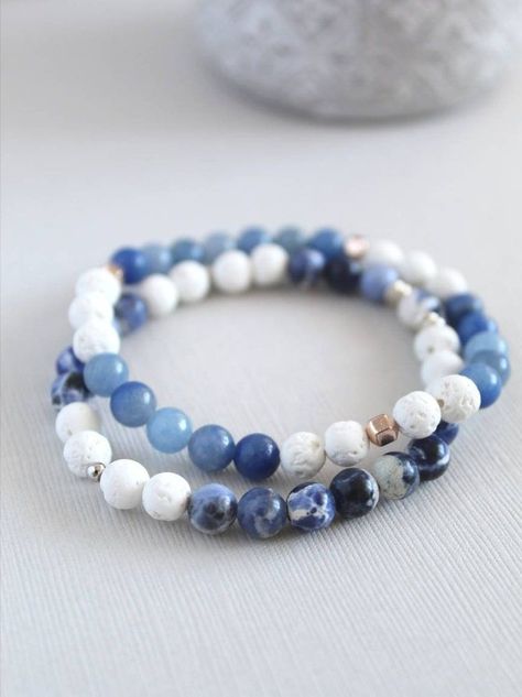 Blue Aventurine Beaded Bracelet 6mm / White Lava Beads Pared - Etsy Canada قلادات متدلية, Girly Bracelets, Crystal Bead Jewelry, Blue Aventurine, Bracelet Inspo, Healing Gemstone Bracelets, Gem Jewelry, Blue Beaded Bracelets, Lava Beads