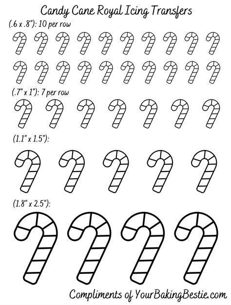 Royal Icing Transfer Templates Free Printable, Christmas Royal Icing Transfer Template, Fall Royal Icing Transfers, Royal Icing Templates Christmas, Royal Icing Transfers Christmas, Candy Cane Template, Piping Templates, Crunchy Toppings, Royal Icing Templates