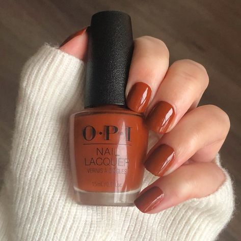 Pumpkin Spice Nail Color, Short Stilleto Nails Almond, Terra Cotta Nails, Sienna Nails, Mauve Fall Nails, Black Autumn Nails, Autumn Brown Nails, Opi Gel Nail Polish Colors, Brown Nails Fall