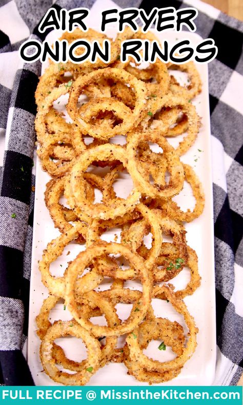 Onion Rings Air Fryer, Onion Rings Recipe Easy, Fried Onion Rings Recipe, Air Fryer Onion Rings, Blooming Onion Sauce, Homemade Onion Rings, Onion Rings Recipe, Blooming Onion, Air Fry Recipes