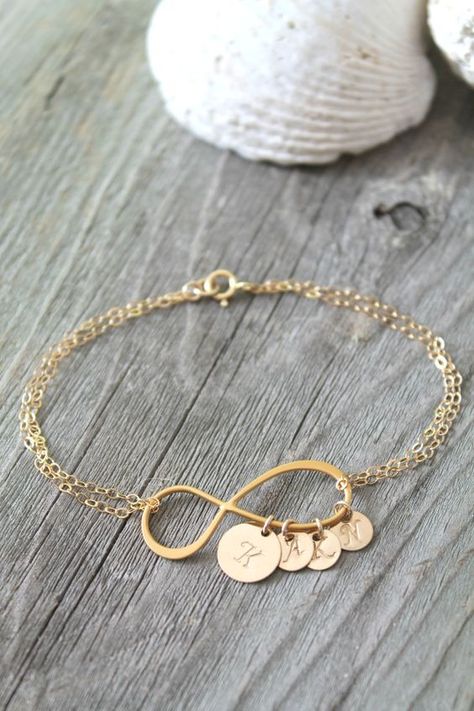 Infinity Bracelet Gold, Custom Engraved Bracelet, Infinity Earrings, Gold Necklace Simple, Gold Armband, Baby Jewelry, Engraved Bracelet, Gold Necklace Designs, Girly Jewelry