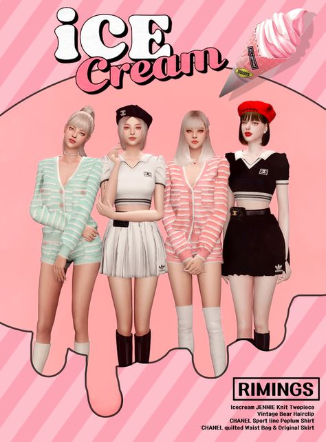 ☀ Create-A-Sim Stuff Pack ☀ Base Game Compatible ☀ 4 Objects ☀ Maxis Match ☀ Dresses ☀ Hat ☀ Tops ☀ Bottoms ☀ BLACKPINK ☀ Jennie ☀ K-Pop ☀ Female ☀ Patreon ☀ No Ads Outfit Blackpink, Cream Outfit, Sims 4 Download, Pelo Sims, The Sims 4 Packs, Sims 4 Teen, Normal Map, Sims 4 Dresses, Sims 4 Mm