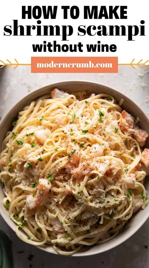 Scampi Sauce Recipe Easy, Shrimp Scampi Recipe Pasta, Scampi Sauce Recipe, White Wine Pasta Recipes, Shrimp Scampi Without Wine, Best Shrimp Scampi, Shrimp Linguine Recipe, Shrimp Scampi Pasta Recipes, Shrimp Scampi Linguine