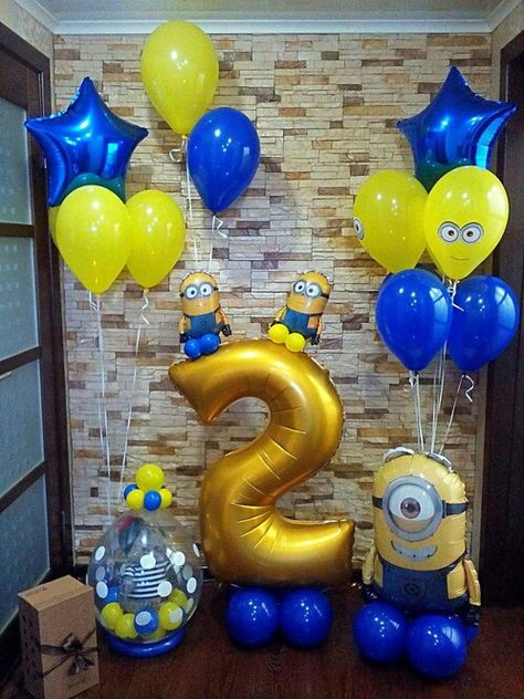 Minion Birthday Party Backdrop, Minion Birthday Party Ideas Decorations, Minion Balloon Garland, Minions 2nd Birthday, Minion Balloons Decorations, Minions Party Decorations, Minions Birthday Party Decorations, Minion Balloons, Minions Birthday Theme