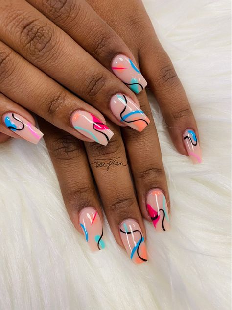 Kawaii Spring, Nails Extra, Summer Nails 2023, Nails Art Designs, Nails Gold, Colorful Nail, Simple Acrylic Nails, Spring Valley, Bright Nails