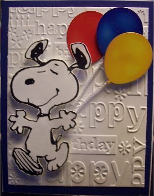 Snoopy Birthday Cards, Tuesday Snoopy, Snoopy Tuesday, Happy Birthday Embossing Folder, Snoopy Card, Peanuts Birthday, Snoopy Party, Snoopy Birthday, 1st Birthday Cards