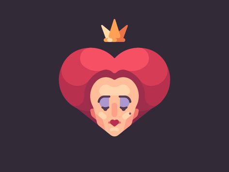 Queen of Hearts by Ivan Dubovik on Dribbble Queen Of Hearts Graphic Design, Ivan Dubovik, Heart Graphic Design, Queen Illustration, Off With Her Head, Pins Design, Queen Of Heart, Alice And Wonderland Tattoos, Disney Bound Outfits