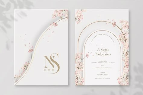 Cherry Blossom Invitation, Sliding Card, Wedding Invitation Posters, Cherry Blossom Wedding Invitations, Account Ideas, Free Wedding Invitation Templates, Wedding Graphics, Geometric Wedding Invitation, Digital Invitations Wedding