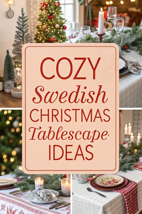 Swedish Christmas Tablescape, Swedish Table Decor, Scandinavian Christmas Table Settings, Scandinavian Christmas Tablescape, Natural Christmas Table Settings, Swedish Christmas Aesthetic, Christmas Tablecloth Ideas, Swedish Christmas Decor, Scandinavian Christmas Table