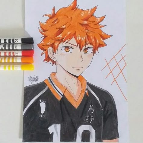 Hinata Shouyou Drawing, Anime Drawings For Beginners, Pokemon Painting, Manga Watercolor, Best Anime Drawings, Pen Art Drawings, Beautiful Sketches, Anime Printables, Doodle Art Drawing