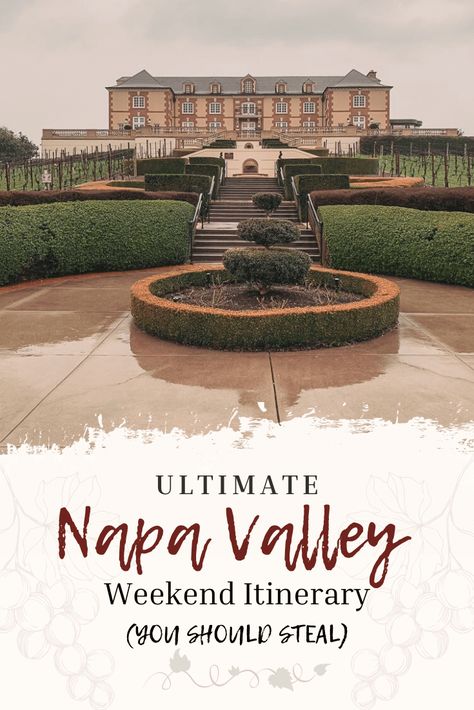 The ultimate Napa Valley itinerary for the perfect weekend away. Whether it's your honeymoon, bachelorette party, or simply a vacation, all the best wineries and things to do on a short Napa Valley trip. Includes suggestions on where to stay and how to choose the best town. Read more #napavalleyitinerary #napavalley #thingstodoinnapavalley #napavalleyhoneymoon #napavalleyvacation Napa Valley Honeymoon, Travel To Usa, Napa Valley Itinerary, Napa Valley Vacation, Napa Valley Trip, Napa Trip, Weekend Itinerary, California Vacation, Usa Travel Guide