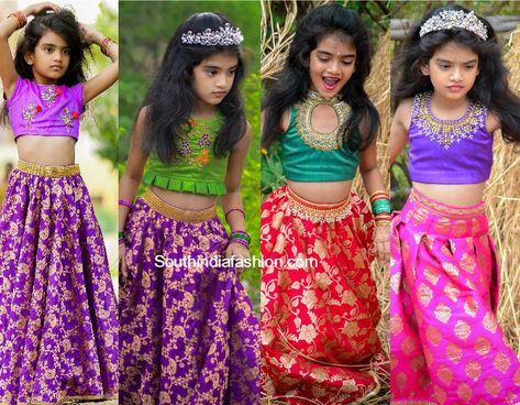 Long Skirts And Crop Tops, Kids Long Skirts, Kids Saree, Long Frocks For Kids, Crop Tops For Kids, Blouse Tops Designs, Baby Summer Dresses, Frocks Design, Kids Wear Girls