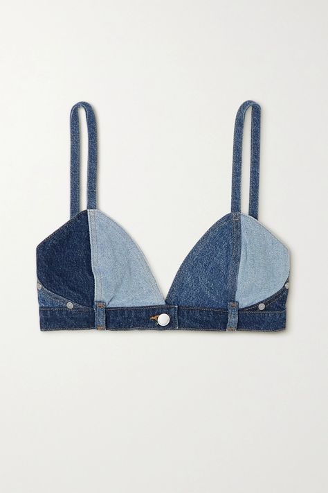 Bralette Sewing Pattern, Denim Bralette, Denim Bra, Transformation Challenge, Drippy Fits, Upcycle Clothing, Top Jean, Collection Ideas, Diy Bracelets Tutorials