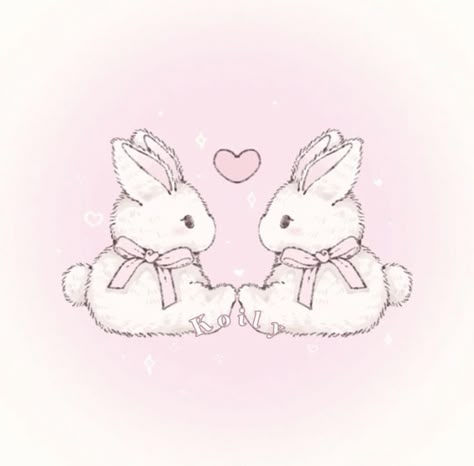 Cute Heart Icons, Coquette Bunnies, Pink Bunny Aesthetic, Bunny Coquette, Soft Pink Icons, Coquette Bunny, Bunny Icon, Coquette Heart, Tulips Wallpaper