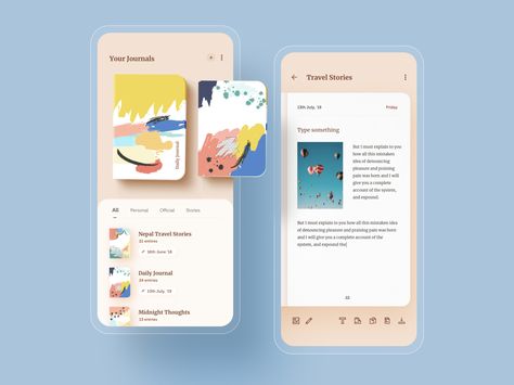 Nerdoo - Journal Keeping App by Ahmed Hasan for Capable Team on Dribbble Journal App, Midnight Thoughts, Ui Design Trends, Nepal Travel, Mobile Ui Design, Web Inspiration, E Type, Daily Journal, Book App