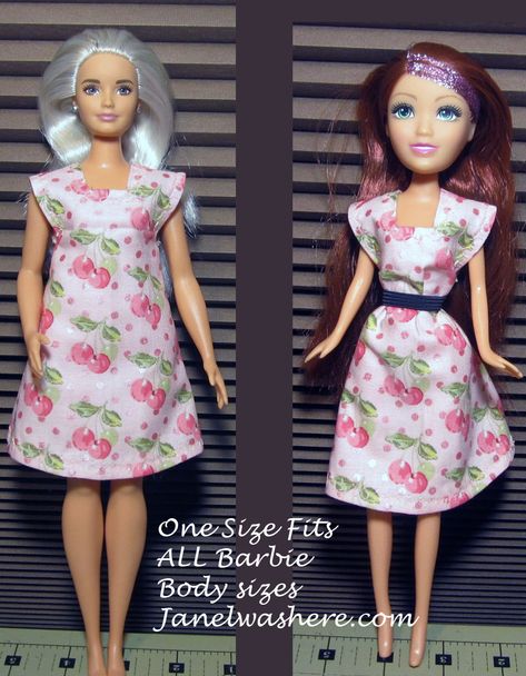 Barbie One Size Fits All Sewing Patterns – Janel Was Here Barbie Clothes Outfits Diy, No Sew Barbie Clothes Easy, Curvy Barbie Clothes Patterns Free, Barbie Sewing Patterns Free Printable, Free Barbie Sewing Patterns, Occ Crafts, Dear Dolly, Barbie Fits, Fits For Men