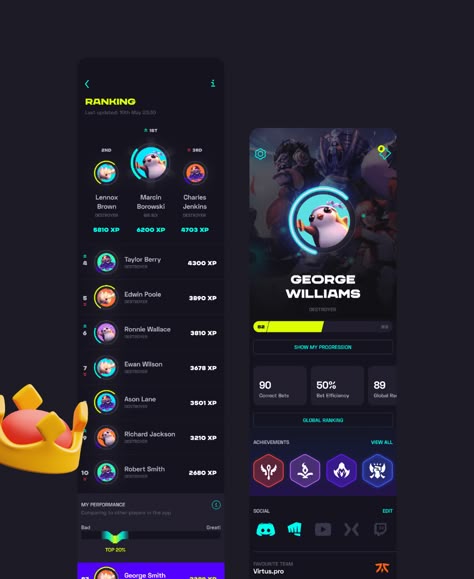 Ranking Ui, Game App Ui, Best Ui Design, Ui Design Dashboard, Ux App Design, Ui Ux App, Mobile App Design Inspiration, App Interface Design, Ui Design Website