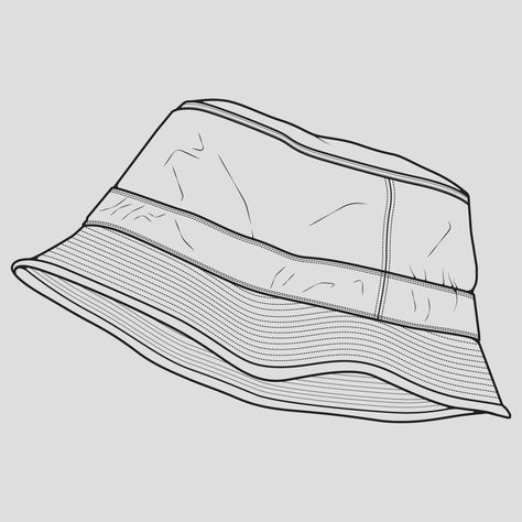 Hat Outline, Outline Drawing, Drawing Vector, Sketch Style, Illustration Fashion Design, Illustration Fashion, Outline Drawings, Calisthenics, Premium Vector