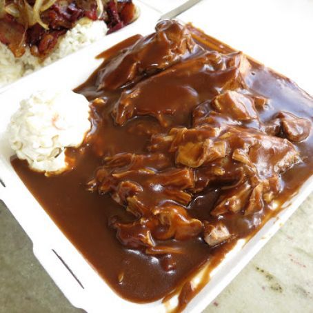 Hawaiian Roast Pork With Gravy, Roast Pork With Gravy, Pork With Gravy, Pasteles Recipe, Pork Roast With Gravy, Sukiyaki Recipe, Hawaii Recipes, Hawaiian Pork, Pork Gravy