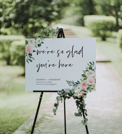 Floral Wedding Welcome Sign Template We're so Glad | Etsy Bosnia and Herzegovina Polaroid Wedding, Printable Wedding Sign, Photo Guest Book, Welcome Sign Template, Bridal Shower Welcome Sign, Card Files, Wedding Welcome Sign, Baby Shower Welcome Sign, Welcome To Our Wedding