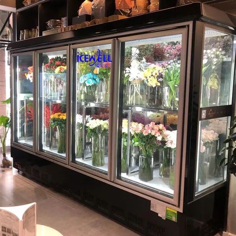 Flower Fridge, Display Fridge, Display Refrigerator, Display Showcase, Commercial Refrigerators, Dream Office, Cafe Interior Design, Floral Shop, Flower Display