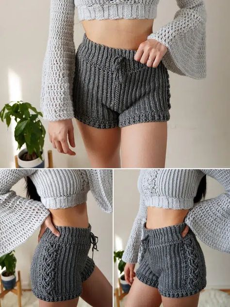 Shorts Tejidos En Crochet Talla 9 A 11 Shorts Tejidos A Crochet, Crochet Pants Pattern, Stitch Shorts, Crochet Shorts Pattern, Crochet Cable Stitch, Crochet Bottoms, Summer Bottoms, Crochet Pants, Shorts Pattern