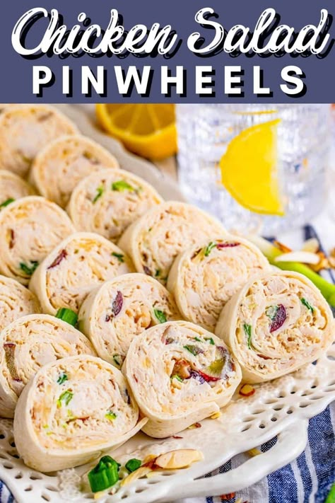 chicken salad pinwheels Chicken Salad Pinwheels, Tortilla Roll Up, Tortilla Wrap Recipes, Roll Up Sandwiches, Pasta House, Chicken Pinwheels, Tortilla Pinwheels, Pinwheel Sandwiches, Autumn Treats