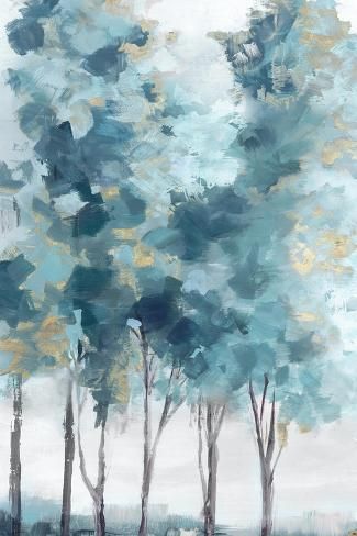 size: 18x12in Art Print: Teal Blue Forest II by Luna Mavis :