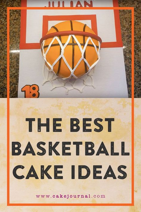 Planning a slam dunk birthday party? Whether you’re gearing up for the #playoffs or #throwingabirthdayparty for your son or daughter, you might have a need for some ideas for basketball cakes. You can make anything from basketball jersey-shaped cakes to cakes with basketballs swishing through hoops. And we’ve got just the list of ideas for #basketballcakes for you! Check out the birthday cake artistry at www.cakejournal.com#birthdaycakeartistry Diy Basketball Cake Ideas, How To Make A Basketball Cake, Basketball Birthday Cakes For Boys, Basketball Birthday Party Cake, Basketball Ice Cream Cake, Basketball Smash Cake First Birthdays, Simple Basketball Cake, Basketball Birthday Cake Ideas, Basketball Cake For Boys