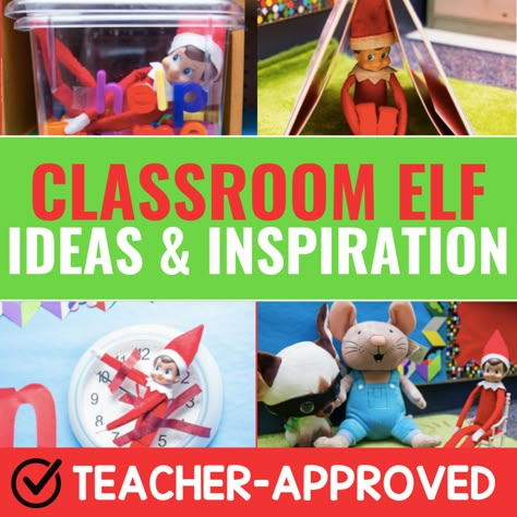 Elf on the Shelf Classroom Ideas - Simply Kinder School Elf On The Shelf, Preschool Elves, Elf Diy, Elf On The Shelf Classroom, Elves At Play, Elf Classroom, Classroom Shelves, Classroom Elf, Elf Decor