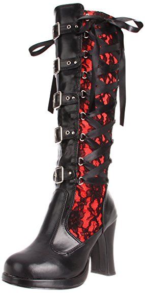 Demonia Cryp106/B/Pu, Women Combat Boots, Black (Black Red), 5 UK Red And Black Combat Boots, Black And Red Boots, Red Combat Boots, Steampunk Boots, Black Lace Shoes, Demonia Boots, Women Heel Boots, Planning Book, Shop Boots Online