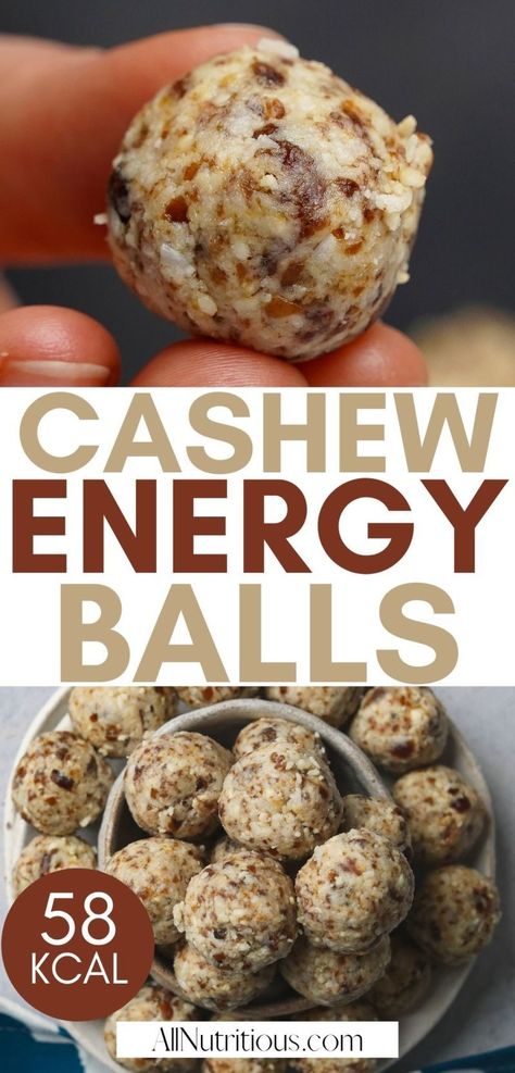 Cashew Energy Balls, Vegan Energy Balls, Whole 30 Dessert, Whole30 Vegan, Cashew Recipes, Whole 30 Snacks, Healthy Eating Snacks, Quick Healthy Snacks, Energy Ball Recipe