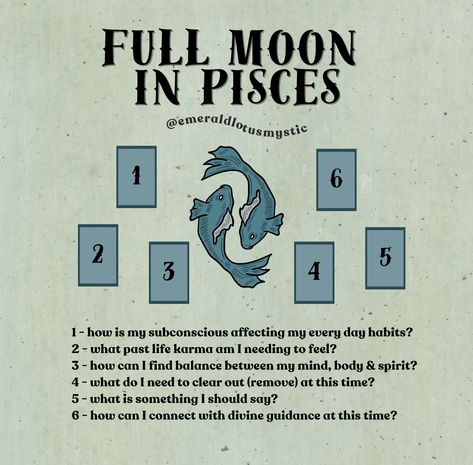 Full Blue Moon in Pisces Tarot Spread — Emerald Lotus Full Moon Pisces, Full Moon In Pisces Ritual, Full Moon Lunar Eclipse Tarot Spread, Pisces Full Moon Tarot Spread, Full Moon In Aquarius Tarot Spread, Pisces Tarot, Full Moon Tarot, Full Moon In Pisces, Moon In Pisces