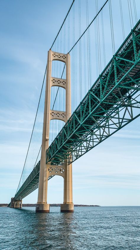 Bridge Aesthetic, Mackinaw Bridge, Michigan Adventures, Mackinaw City, Mackinac Bridge, Bridge Over Troubled Water, Detroit City, Michigan Travel, Lake Huron