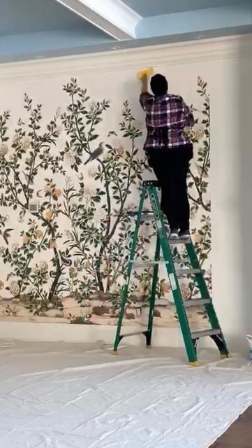 Thibaut on Instagram: "Who else could watch this all day?🤩 We loved partnering with @mariakillam on her living room renovation where she used our Jardin Bloom Mural to immerse her walls in wonder. Shop wallpaper in our bio." Thibaut Jardin Bloom, Thibault Wallpaper, Painted Wallpaper, Living Room Renovation, Hand Painted Wallpaper, Room Renovation, Tree Wallpaper, Willow Tree, New Room