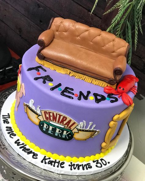 The one where Katie turns 30. #cake #cakedecorator #friends #youremylobster #birthdaycake Cake Tv Show, Friends Birthday Cake, 30 Cake, Friends Cake, Cool Cake Designs, Edible Icing Sheets, The One Where, Cute Birthday Cakes, Friends Party