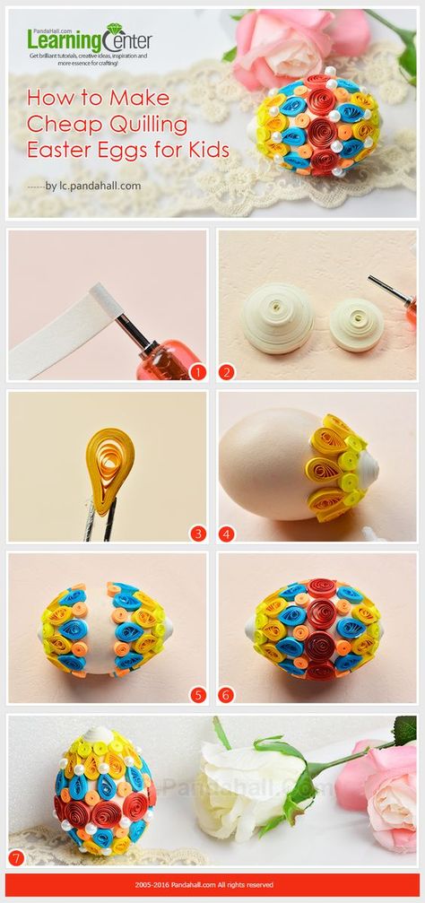 How to Make Cheap Quilling Easter Eggs for Kids from LC.Pandahall.com Paper Quilling Ideas, Quilling Easter, Quilling Flowers Tutorial, Quilling Images, Quilling Instructions, Neli Quilling, Scrapbook Box, Paper Quilling Tutorial, Paper Quilling For Beginners