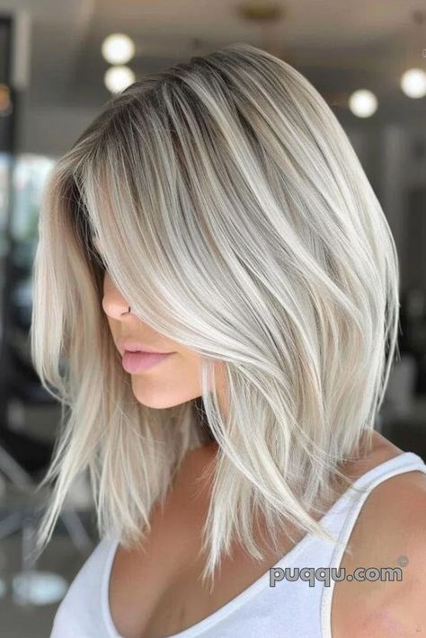 Deminsional Blonde Hair Short, Cool Blonde Lob, From Grey To Blonde Hair, Blonde Balayage Short Hair Shoulder Length Layered Hairstyles, 2024 Blonde Hair Trends Medium Length, Choppy Blonde Hair, Summer Blonde Hair Short, Icy Grey Blonde Hair, 2024 Blonde Hair Trends