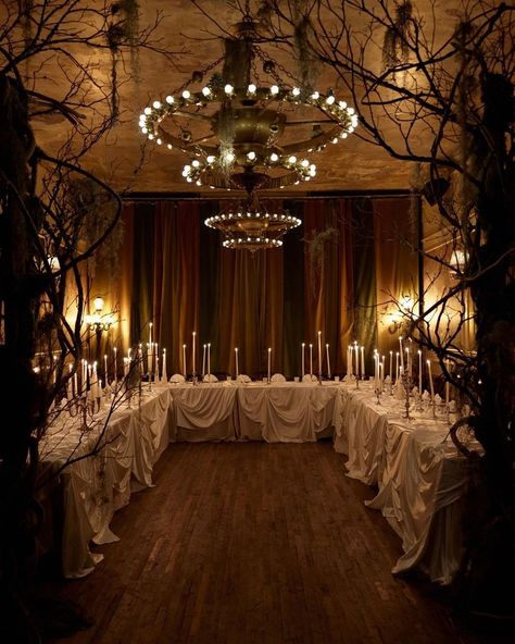 Wedding • Instagram Halloween Wedding Table Decor, Saltburn Wedding, Pillars Decor, Wedding Drapery, Dj Wedding, Prom Themes, Wedding Instagram, Event Room, Wedding Set Up