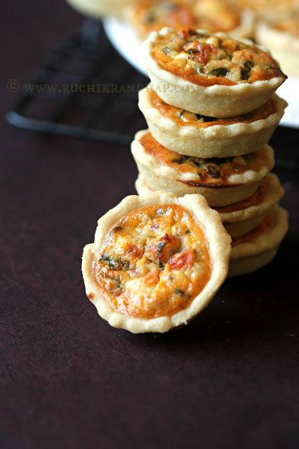 Savoury Tarts | Ruchik Randhap Tartlet Crust Recipe, Mini Tarts Savory, Potato Pasties, Quiche Mini, Tart Shells Recipe, Tart Recipes Savory, Mini Tart Shells, Mini Quiche Recipes, Savoury Tarts