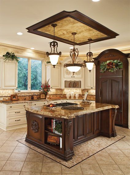 www.kitchens.com Old World Kitchens, Hanging Lights Kitchen, Interiors Dream, Luxury Kitchens, Large Kitchen, Counter Tops, Kitchen Remodel Idea, Beautiful Kitchens, Home Staging