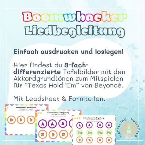 Klassenmusizieren mit Boomwhackers 🌈🎶 3-fach differenziert ⭐️⭐️⭐️ Schreibt mir gerne, wenn ihr Fragen habt oder das Arrangement ausprobiert habt. Have fun! Madeleine 🎶🌊 #musikunterricht #musikmitboomwhackers #Boomwhackers #boomwhacker #musikindergrundschule #musikspiele #texasholdem #klassenmusizieren #liedbegleitung #grundschulmaterial #Musiklehrer #musiklehrerin #musiklehramt #grundschulliebe #grundschullehrerin #instalehrerzimmer #musiklehramt #referendariat #musikreferendarin #popmusi... Boomwhackers, Texas Holdem, Have Fun, Hold On, Texas, Quick Saves, Madeleine