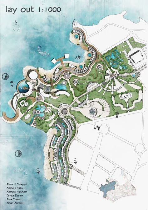 Modern Park Design, Plan Rendering Architecture Photoshop, Plan Rendering Architecture, Master Plan Architecture, Resort Master Plan, Landscape Master Plan, Architecture Photoshop, Plan Rendering, Resort Design Plan