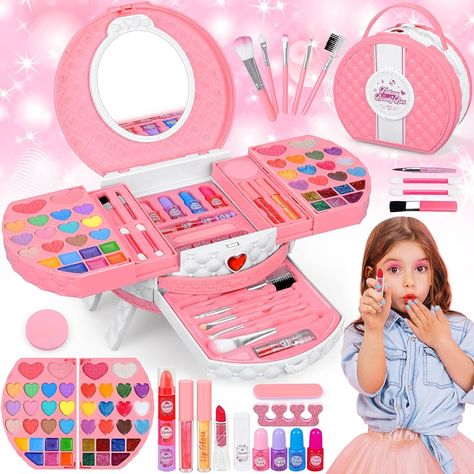 66 Pcs Kids Makeup Sets For Girls with Portable Stand,Make Up Starter Kit Children Princess Pretend Play Games Toys Presents,Little Girl Birthday Gifts Set For Age 3 4 5 6 7 8 9 10 11 12 Years Old : Amazon.co.uk: Toys & Games Kids Makeup Kit, Makeup Stand, Makeup Toys, Makeup Kit For Kids, Play Makeup, Barbie Makeup, Kids Gift Guide, Kids Makeup, Christmas Birthday Gifts