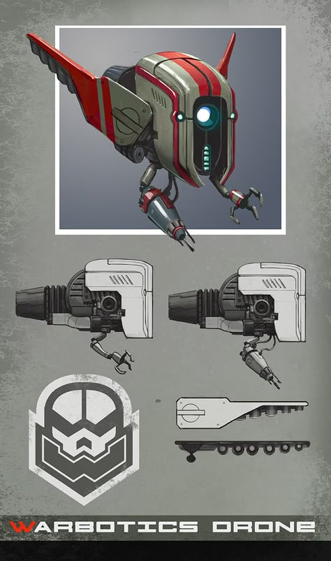 ArtStation - Drone concept for Atlas Reactor, greg frizzell Drone Character Design, Cyberpunk Drone, Drone Concept Art, Scifi Drone, Drone Design Concept Art, Robotic Creatures, Bmw Modified, Scifi Props, Cyberpunk Ttrpg